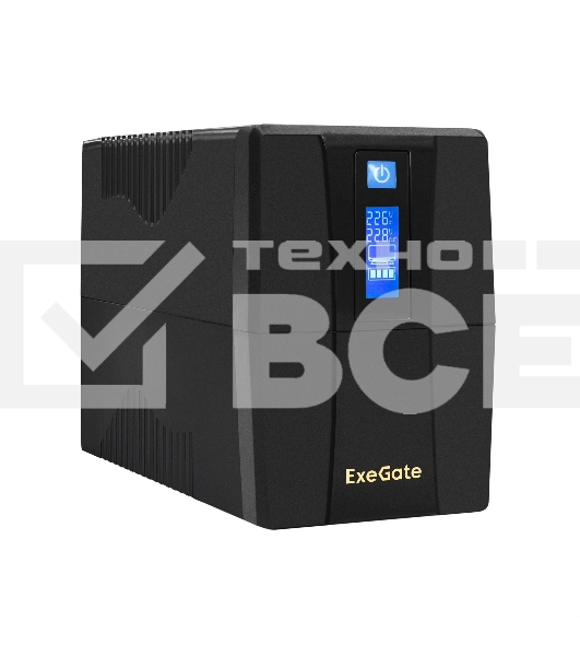 Источник бесперебойного питания ExeGate EX292776RUS Power Smart ULB-800.LCD.AVR.2SH <800VA/480W, LCD, AVR, 2*Schuko, металлический корпус, Black>