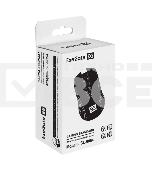 Мышь проводная ExeGate Professional Standard SL-9064 черный, 3600 dpi, USB, кнопки - 6