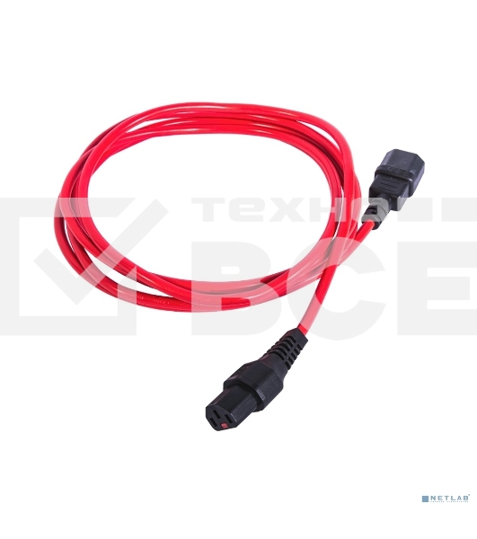 Шнур питания с фиксатором REM IEC 60320 C13/IEC 60320 C14, 10 А/250 В (3 * 1,0), длина 1,8 м, красный R-10-Cord-C13-C14-1.8-Red