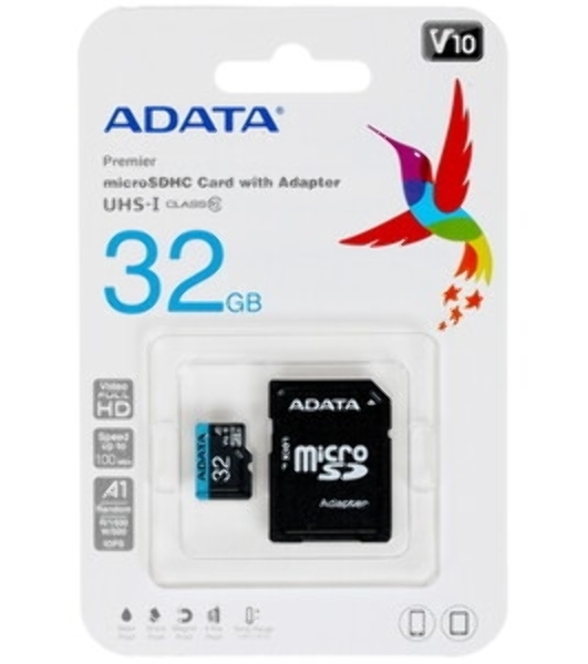 Флеш карта microSD 32Gb ADATA microSDHC Class 10 UHS-I A1 100/20 MB/s (SD адаптер)