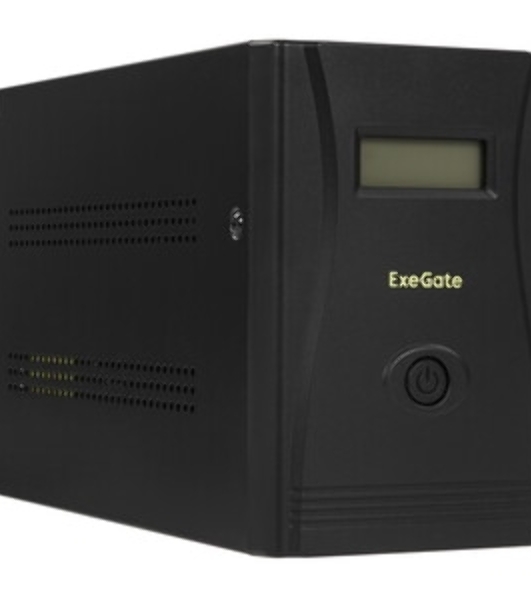 Источник бесперебойного питания ExeGate Smart LB-2200.LCD.AVR.4SH (2200VA/1300W, цветной LCD, AVR, 4*Schuko, батарея 12V 9Ah - 2 шт., металлический корпус, Black)
