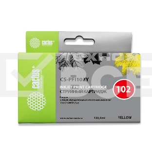 Картридж струйный Cactus CS-PFI102Y желтый (130мл) для Canon IP iPF500/iPF600/iPF700/MFP M40/iPF765/LP17/LP24