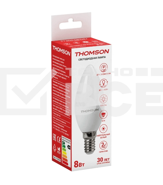 Лампа светодиодная Hiper THOMSON LED CANDLE 8W 670Lm E14 4000K TH-B2016