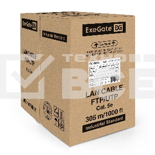Кабель ExeGate UTP 4 пары кат.5e CCA, 25AWG, бухта 305м, серый, PVC