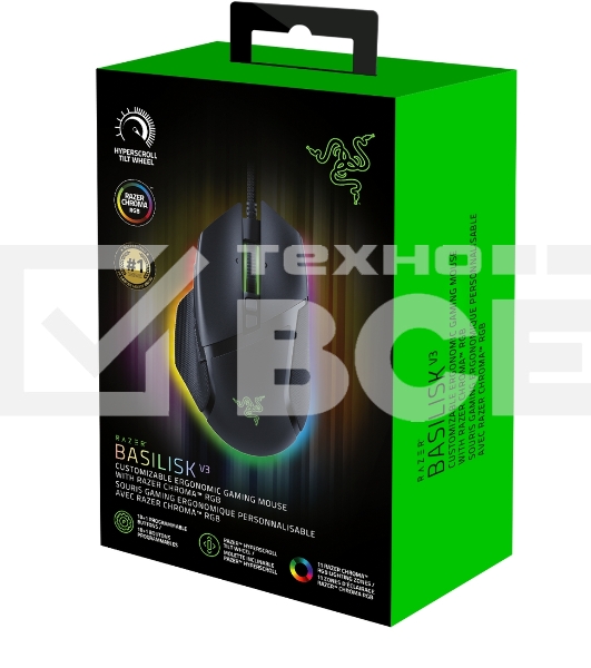 Мышь проводная Razer Basilisk V3 черный, 26000 dpi, USB, кнопки - 11