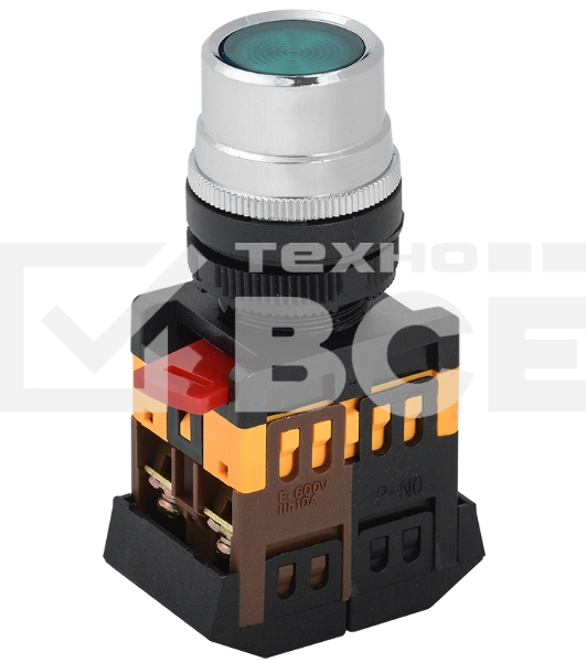 Кнопка ABLF-22 зеленый d22мм неон/240В 1з+1р IEK