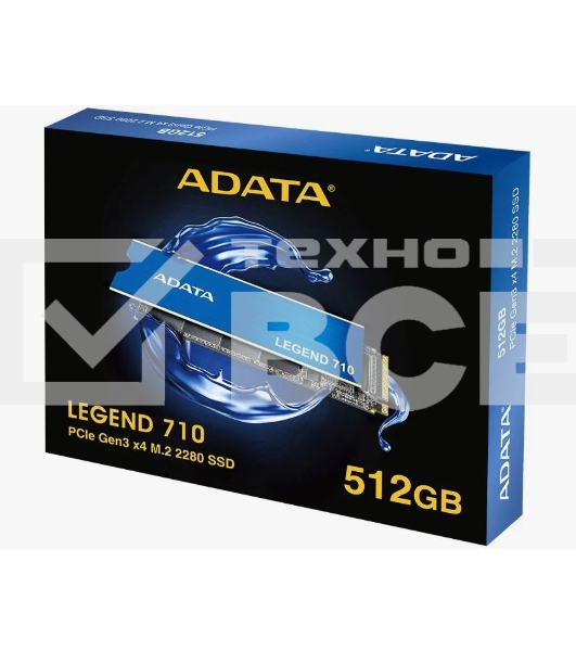Накопитель SSD ADATA LEGEND 710, 512Gb, PCIe 3.0 x4, M.2 2280, NVMe, R/W 2400/1600, с радиатором