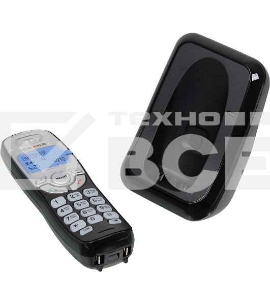 Радиотелефон teXet TX-D6905A черный (громкая связь,телефонная книга на 50 имен и номеров, определитель номера, будильник)
