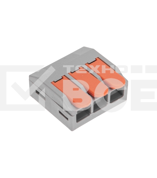 Универсальная клемма Rexant СМК 222-613/221-613, 3-проводная серая 0,5-4/6 мм² (25 шт/уп)