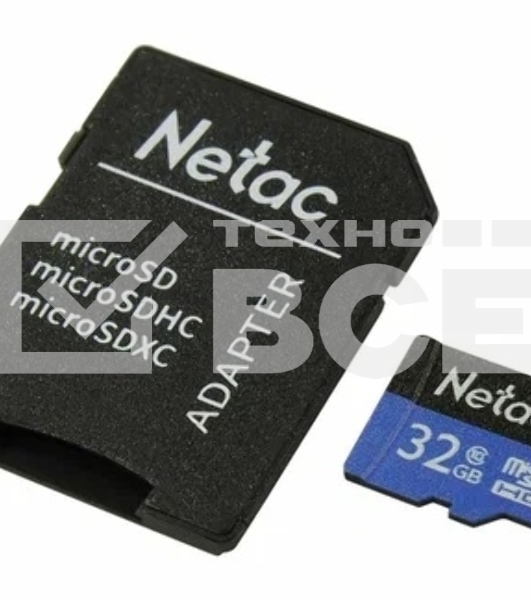Карта памяти Netac P500 ECO 32GB MicroSDHC C10 up to 80MB/s, retail pack with SD Adapter