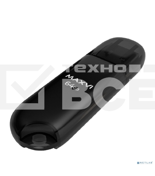 Флешка USB Maxvi P1 (FD64GBUSB20C10P1 black), 64Gb, USB 2.0, R/W 12/5, черный