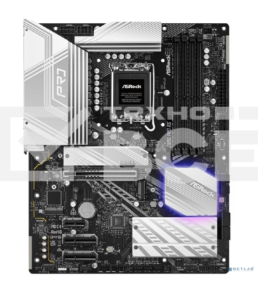 Материнская плата ASRock Z890 PRO RS, LGA1851, Intel Z890, 4xDDR5, 4xSATA, 4xM.2, 1xPCIe 5.0 x16, 2xThunderbolt 4, 1xUSB-A 3.2 Gen 2, 6xUSB-A 3.2 Gen 1, 4xUSB 2.0, 1xHDMI, 1xDP, 1x2.5Gb LAN, 3x3.5 мм, 7.1, ATX