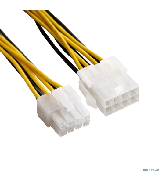 Удлинитель кабеля питания материнской платы +12V ExeGate EX-EXT-8M8F-0.3 (8pin EPS12V M/8pin EPS12V F, 0,3м)