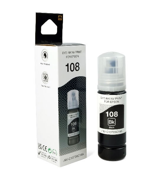 Чернила NVPrint 108 (NV-C13T09C14A) для Epson L8050, L18050 (70 мл) черный (в коробке) совместимые