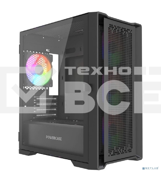 Корпус PowerCase ByteFlow Micro Black LE, Micro-Tower, чёрный