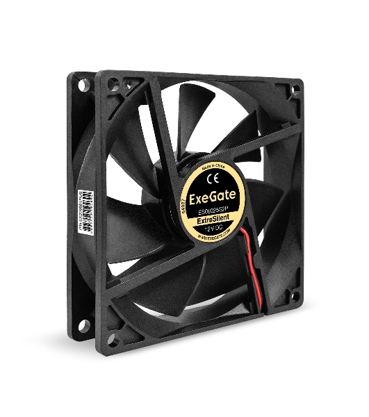 Вентилятор 12В DC ExeGate ExtraSilent ES09225S2P (92x92x25 мм, Sleeve bearing (подшипник скольжения), 2pin, 1800RPM, 21dBA)