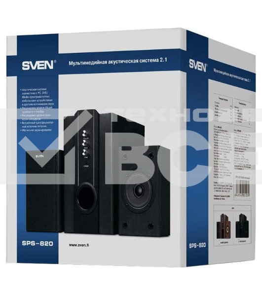Колонки Sven SPS-820 2.1 черный 38Вт