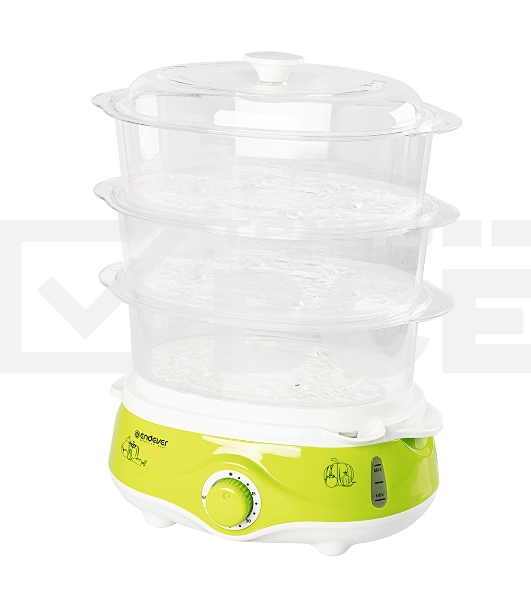 Пароварка электрическая Endever Vita-171, белый/зеленый, мощность 1000 Вт, объем 11 л