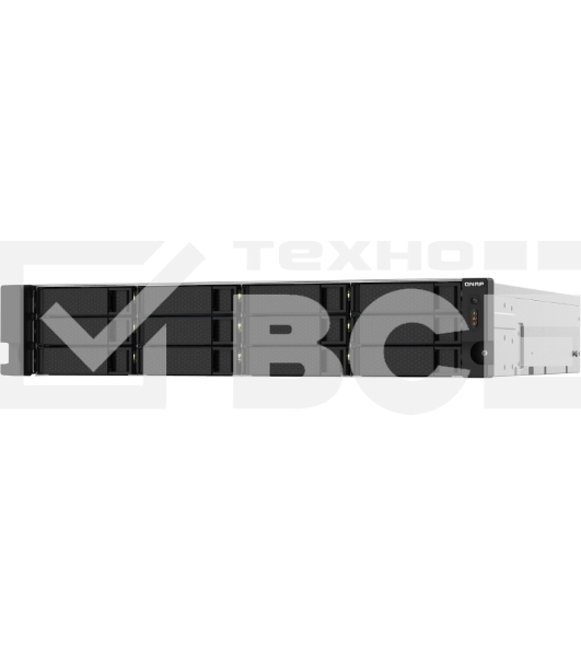 Сетевое хранилище без дисков SMB QNAP TS-1232PXU-RP-4G 12-Bay quad-core 64-bit AL324 1.7 GHz rackmount NAS with 250W redundant PSU, 4GB DDR4 UDIMM RAM (max 1x16GB), SATA 6Gb/s, 2x 10GbE SFP+ LAN, 2x2.5 GbE LAN, 1x PCIe Gen2 x2 slot. W/o RAIL-B02
