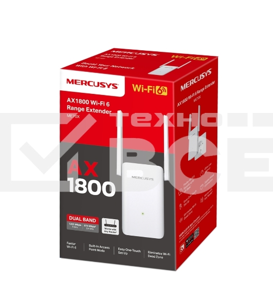 Повторитель беспроводного сигнала Mercusys ME70X AX1800 10/100/1000 белый (упак.:1шт)