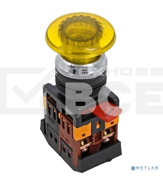 Кнопка EKF AELA-22 pbn-aela-1o-24 желтая с подсветкой NO+NC 24В PROxima