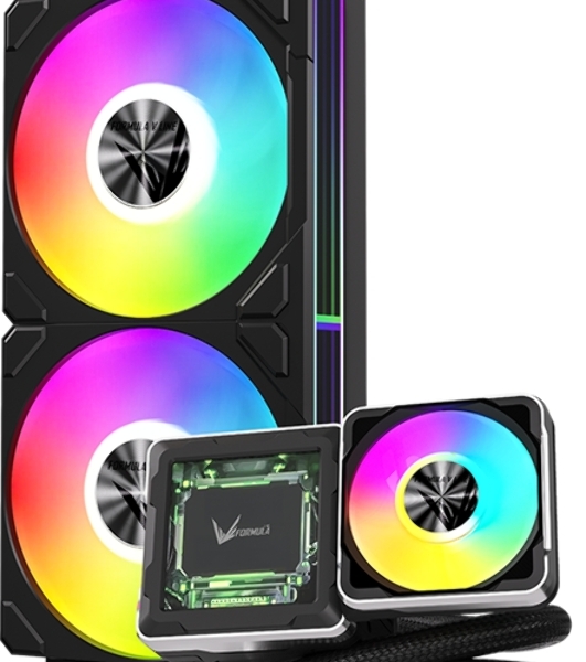 Система жидкостного охлаждения Formula V Line Cryo Wing Digi 240 BK, 240мм, LCD 2.73', 2x120мм, ARGB fans, LGA115X/1200/1700/1851/1366/2011/2066, AM3/AM4/AM5/Ryzen3/Ryzen5/Ryzen7/Threadripper/RT4