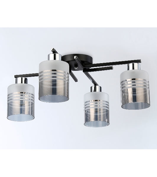 Светильник Ambrella light TR303212/4 BK/CH/SM/FR черный/хром/дымчатый/белый матовый E27*4 max 60W D515*200