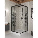 Душевой уголок BAU Stil квадратный с поддоном 90x90х195, прозрачное закаленное стекло с черным рисун, фото7