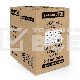 Кабель ExeGate UTP 4 пары кат.5e медь, 25AWG, бухта 305м, серый, PVC