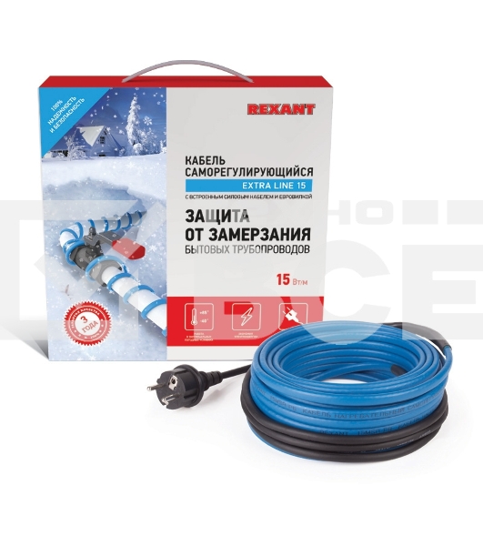 Греющий саморегулирующийся кабель на трубу 15MSR-PB 4M (4м/60Вт) Rexant