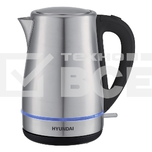 Чайник электрический Hyundai HYK-S3020 1.7л. 2200Вт серебристый матовый/черный (корпус: металл)