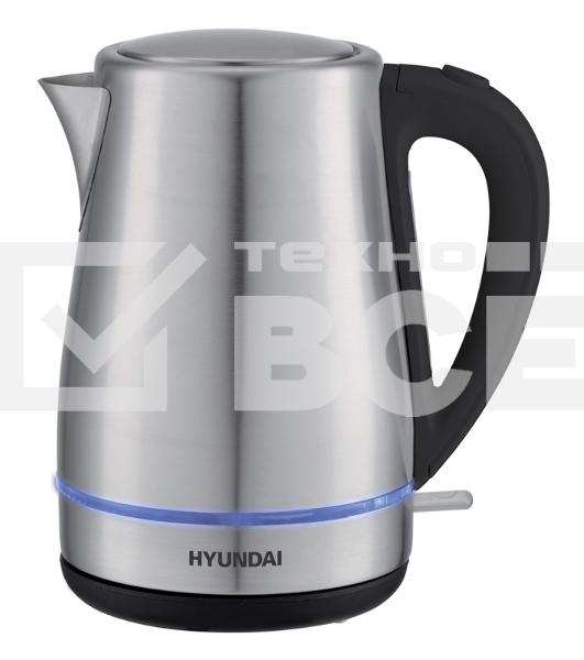 Чайник электрический Hyundai HYK-S3020 1.7л. 2200Вт серебристый матовый/черный (корпус: металл)
