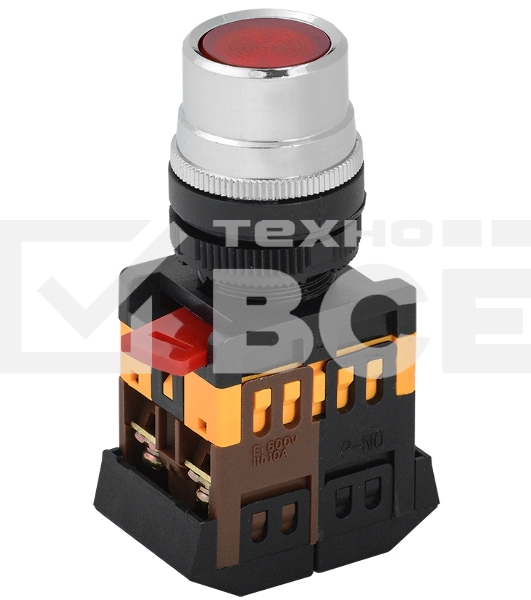 Кнопка ABLF-22 красный d22мм неон/240В 1з+1р IEK