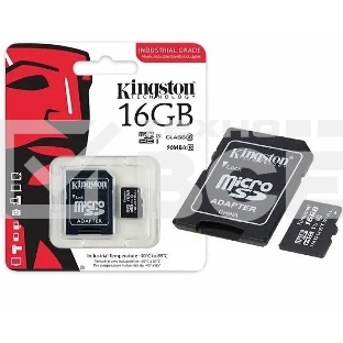 Флеш карта microSDHC 16Gb Class10 Kingston <SDCIT2/16Gb> Industrial Temperature Class UHS-I, адаптер в комплекте