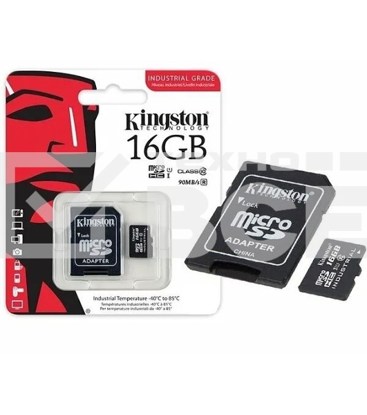 Флеш карта microSDHC 16Gb Class10 Kingston <SDCIT2/16Gb> Industrial Temperature Class UHS-I, адаптер в комплекте