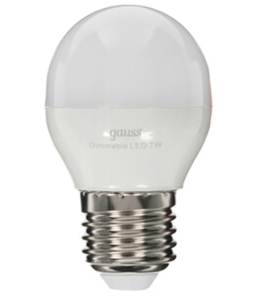 Лампа светодиодная Шар Gauss 7W 550lm 6500K Е27 шаг. диммирование LED