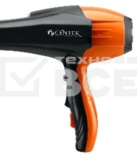 Фен Centek CT-2226 Professional (черн/оранж) 2200Вт, мощный AC мотор, 5 режимов, 2 концентратора