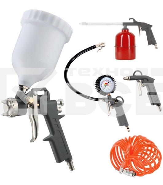 Набор пневмоинструмента PATRIOT KIT 5A 5пр. краскопульт с в.баком пистолеты шланг5м пульверизатор