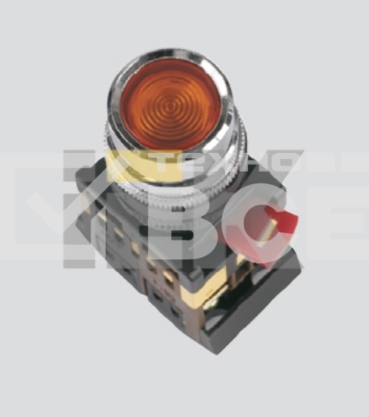 Кнопка ABLF-22 красный d22мм неон/240В 1з+1р IEK