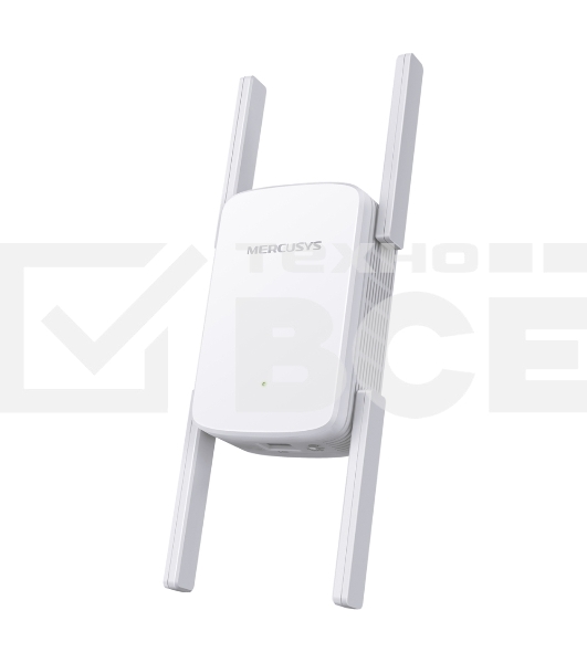 Роутер AC1900 Wi-Fi Range ExtenderSPEED: 600 Mbps at 2.4 GHz + 1300 Mbps at 5 GHz SPEC:  4× Fixed External Antennas, 1× Gigabit Port, Wall PluggedFEATURE: MERCUSYS APP, WPS/Reset Button, Signal Indicator, Range Extender/Access Point mode, Adaptive Path