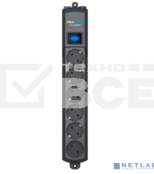 Сетевой фильтр Surge protector Pilot S Max (5 euros + 1GP), 15A/3.5kVA, automatic, 1.8 m, graphite