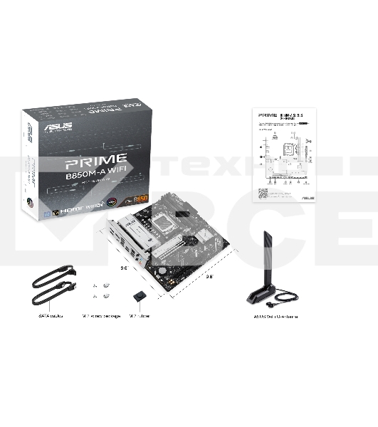 Материнская плата ASUS PRIME B850M-A WIFI, AM5, AMD B850, 4xDDR5, 4xSATA, 3xM.2, 1xPCIe 5.0 x16, 1xPCIe 4.0 x16, 1xHDMI, 2xDP, 1x2.5Gb LAN, Wi-Fi 6E, Bluetooth 5.3, 2xUSB-A 10Gbps, 2xUSB-A 5Gbps, 4xUSB-A 2.0, 3x3.5 мм, 7.1, mATX