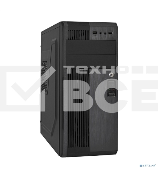 Компьютерный корпус Miditower ExeGate UN-605B-UNS450 (ATX, БП UNS450 с вент. 12см, 2*USB, аудио, блокировка, черный)