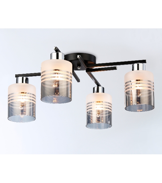 Светильник Ambrella light TR303212/4 BK/CH/SM/FR черный/хром/дымчатый/белый матовый E27*4 max 60W D515*200