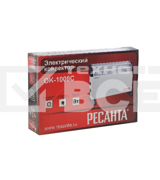 Конвектор Ресанта ОК-1000С белый, 1000 Вт, 15 м2, термостат