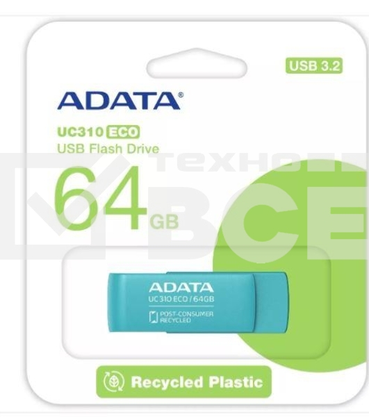 Флеш диск ADATA USB3 64GB GREEN UC310E-64G-RGN