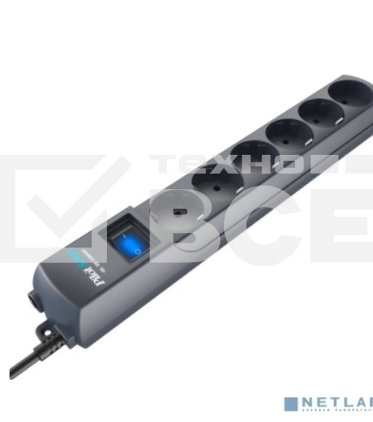 Сетевой фильтр Surge protector Pilot S Max (5 euros + 1GP), 15A/3.5kVA, automatic, 1.8 m, graphite