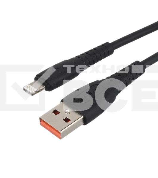Кабель GoPower GP07L USB (m)-Lightning (m) 1.0м 2.4A силикон черный (1/200/800)