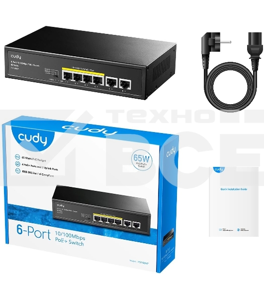Коммутатор Cudy FS1006P (L2) 6x100Мбит/с 4PoE+ 60W неуправляемый