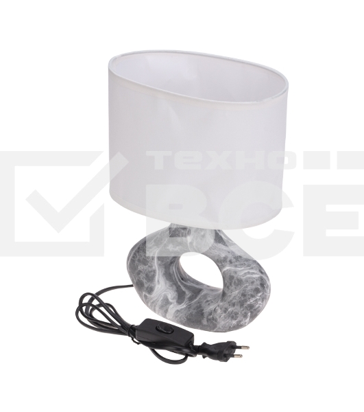 Светильник декоративный настольный Форте, основание кольцо под черный мрамор, белый абажур, цоколь Е27, 60Вт